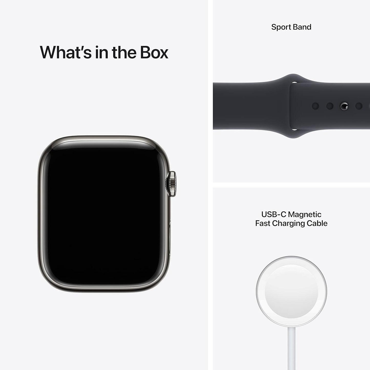Dluxe Ave. Apple Watch Series 7 (GPS + Cellular 45MM) Graphite Stainless Steel Case with Midnight Sport Band (Renewed)