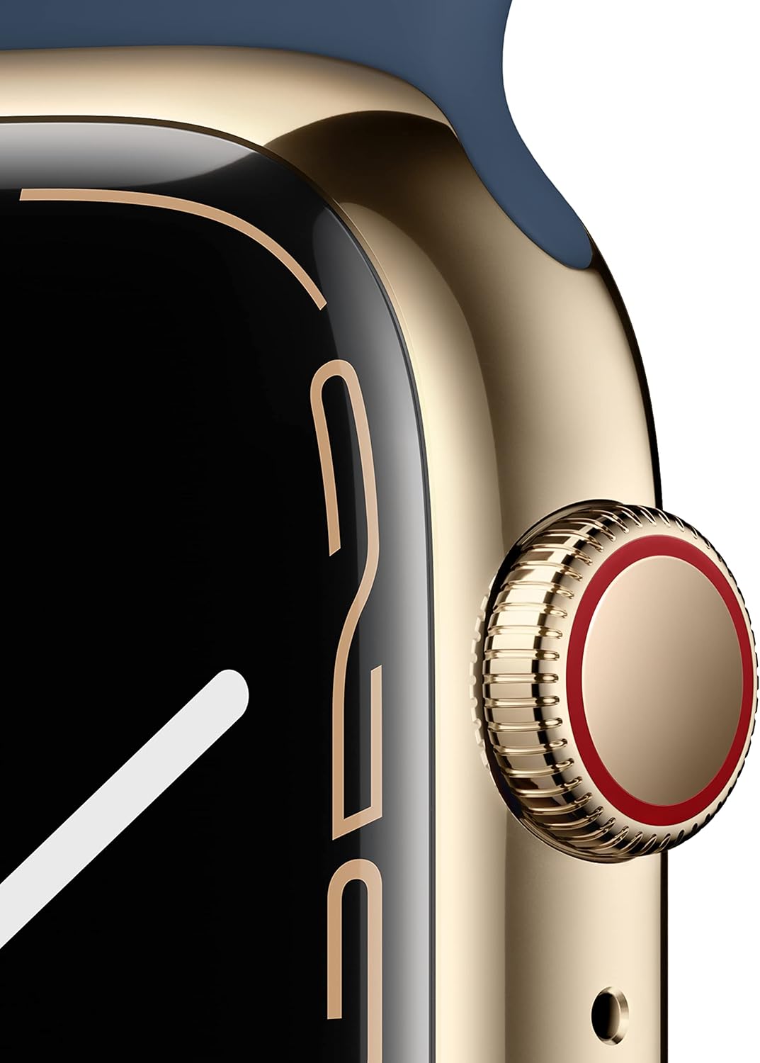 Dluxe Ave.Apple Watch Series 7 (GPS + Cellular 45MM) - Gold Stainless Steel Case with Abyss Blue Sport Band (Renewed)