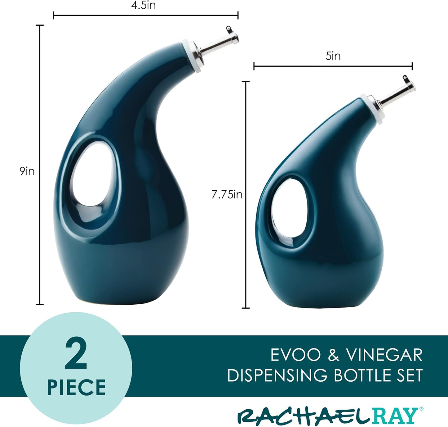 Dluxe Ave. Ceramic Oil and Vinegar Dispensing Bottle Set/ 2 Piece (Teal)