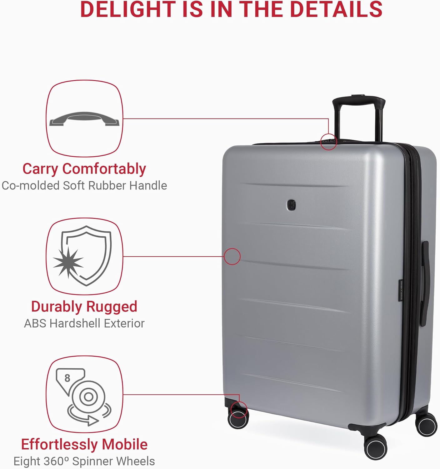 Dluxe Ave. Eclipse Hardside Expandable Luggage with Spinner Wheels/ Ultimate Grey /Large 27-Inch