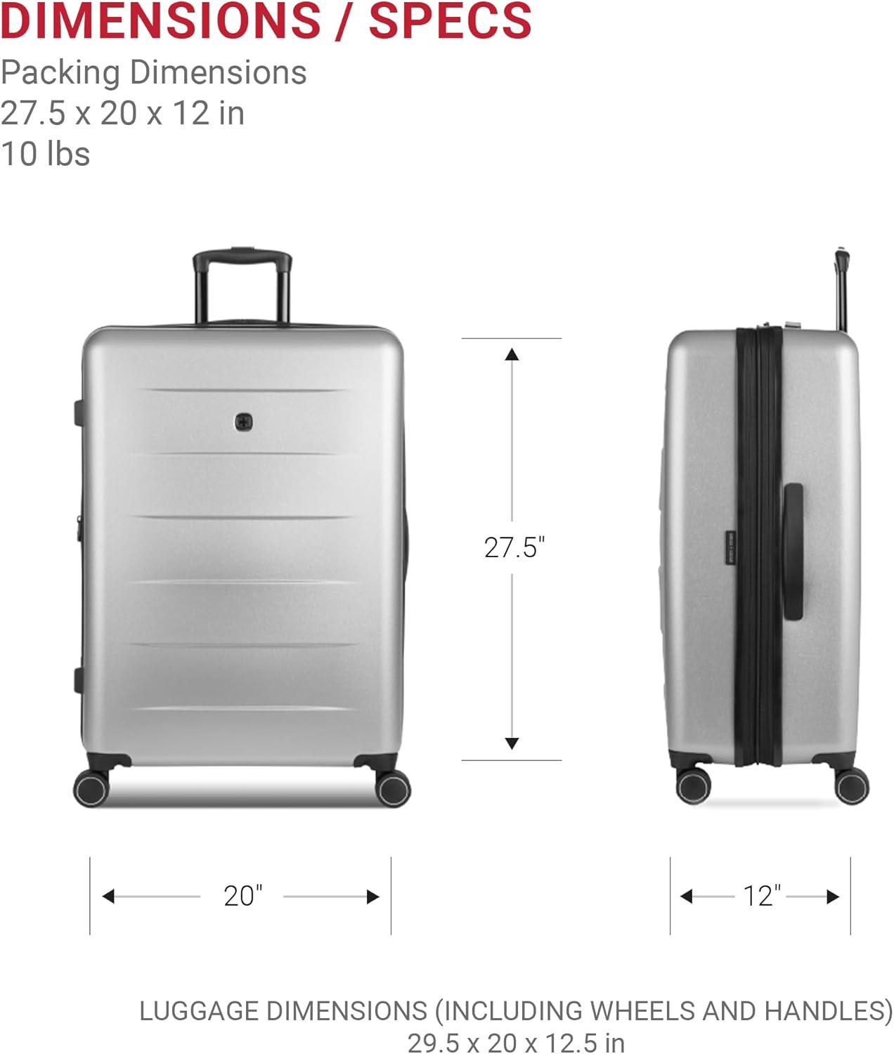 Dluxe Ave. Eclipse Hardside Expandable Luggage with Spinner Wheels/ Ultimate Grey /Large 27-Inch