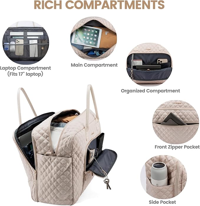 Dluxe Ave.  Carry on Bag with Wet Pocket Shoe Bag/  Beige