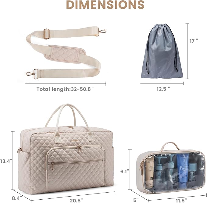 Dluxe Ave.  Carry on Bag with Wet Pocket Shoe Bag/  Beige