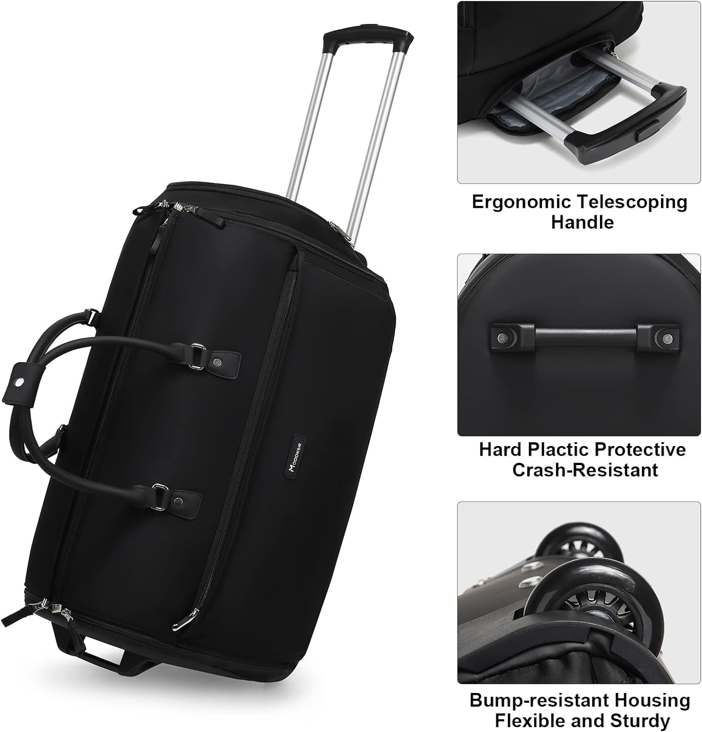 Dluxe Ave. Large Garment Duffle Bag with Wheels/ 3 in 1 Garment Suit Luggage/ Black