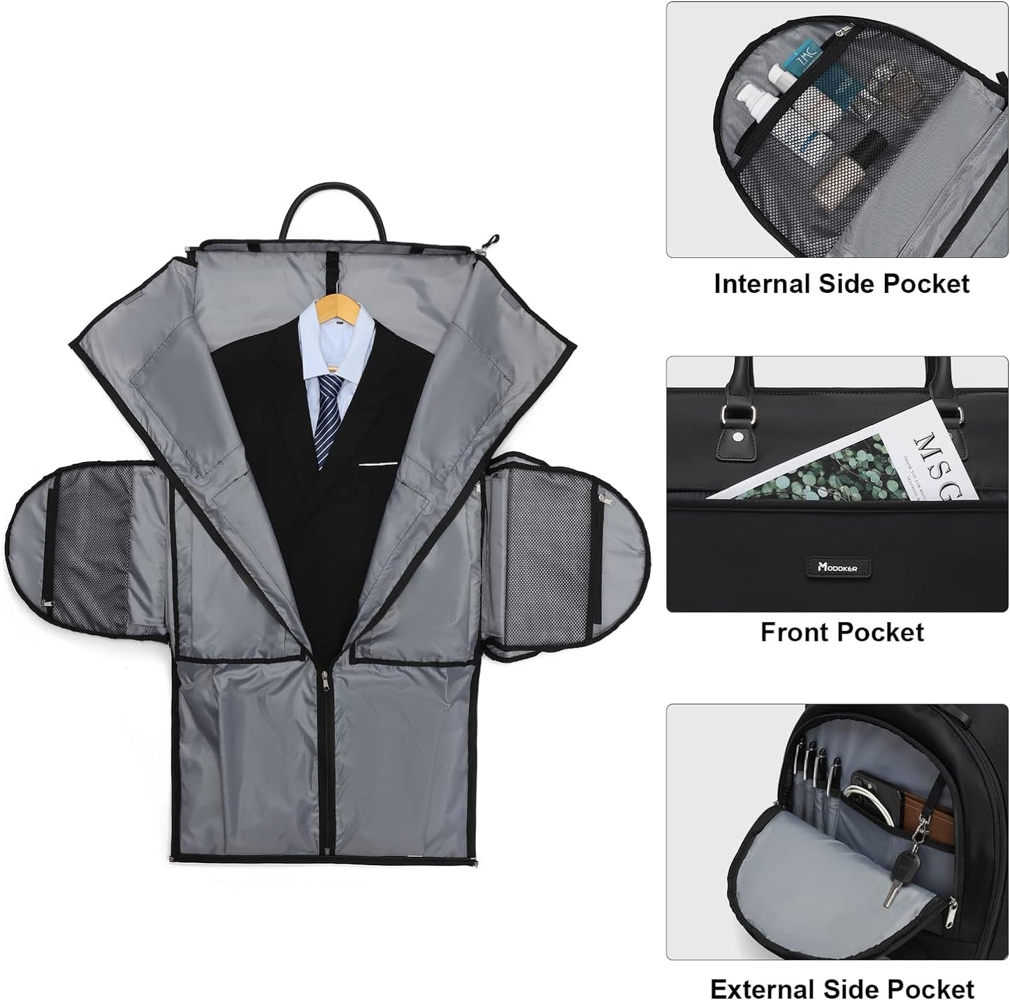 Dluxe Ave. Large Garment Duffle Bag with Wheels/ 3 in 1 Garment Suit Luggage/ Black