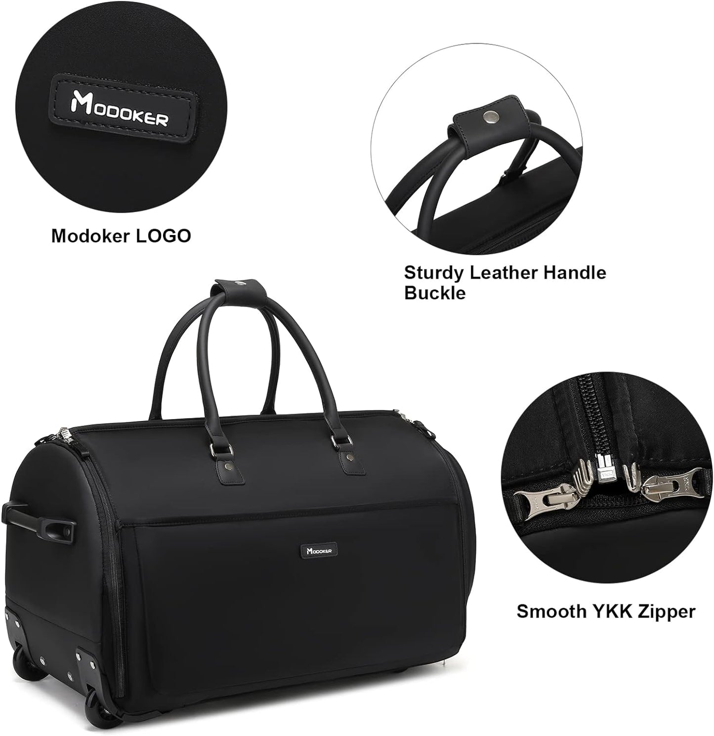 Dluxe Ave. Large Garment Duffle Bag with Wheels/ 3 in 1 Garment Suit Luggage/ Black