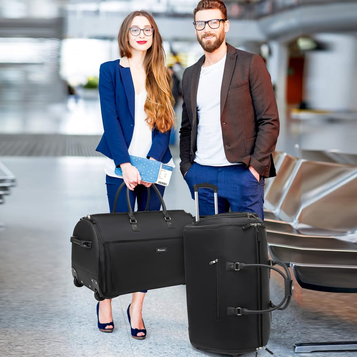Dluxe Ave. Large Garment Duffle Bag with Wheels/ 3 in 1 Garment Suit Luggage/ Black
