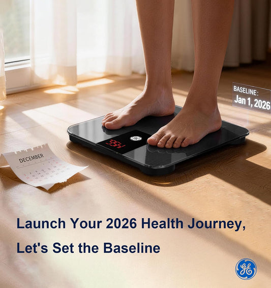 Dluxe Ave. GE Bathroom Scale Body Weight: Digital BMI Weight Balance Scales FSA HSA Eligible Heavy Duty Measuring Device for People Accurate Bluetooth Weighing Electronic Weigh Machine Black