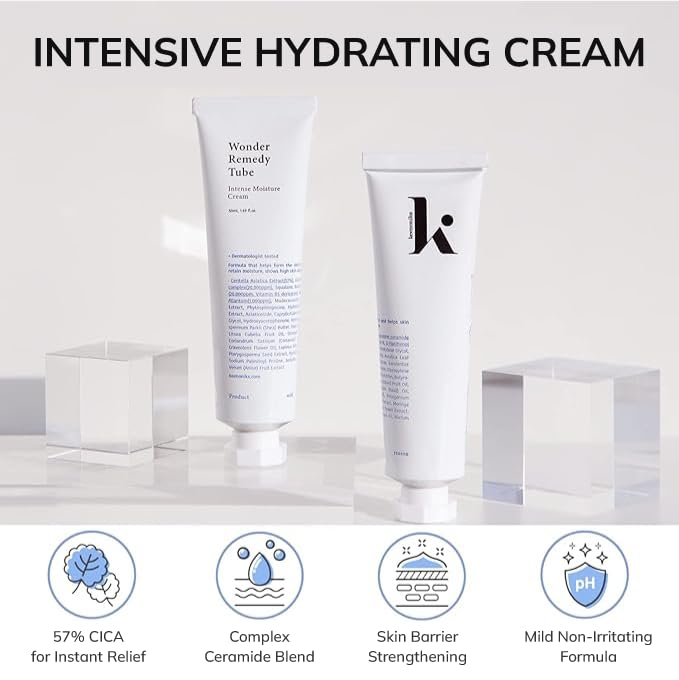 Dluxe Ave. keenoniks Wonder Remedy Intensive Hydrating Facial Moisturizing Cream - Ceramide CICA for Blemish & Redness Relief Skin Barrier Repair Care | Centella Asiatica Korean Daily Skincare - 3.38 Fl Oz