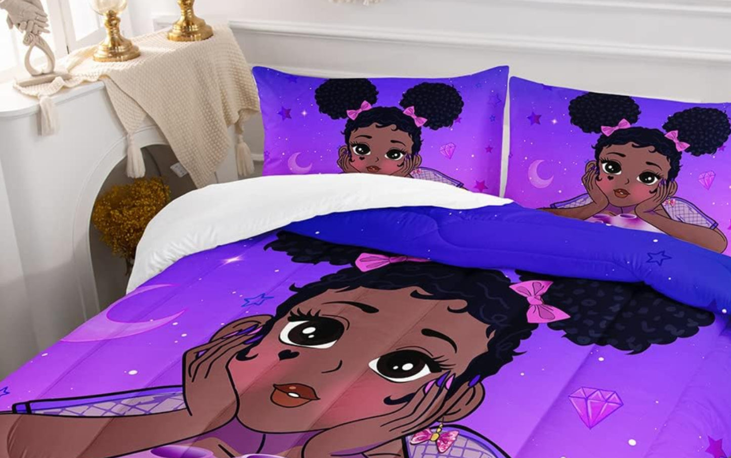 Dluxe Ave. ( QUEEN ) 3 Pcs Comforter and Bedding Set/ Purple