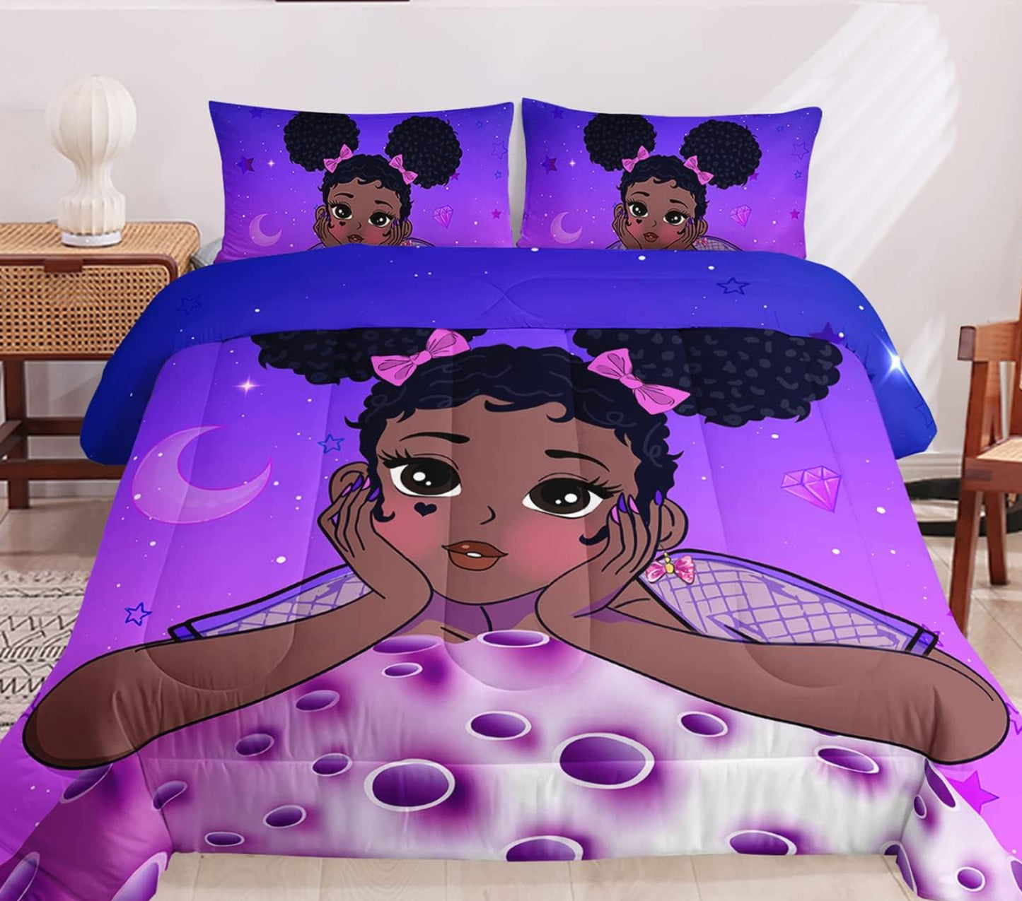 Dluxe Ave. ( QUEEN ) 3 Pcs Comforter and Bedding Set/ Purple