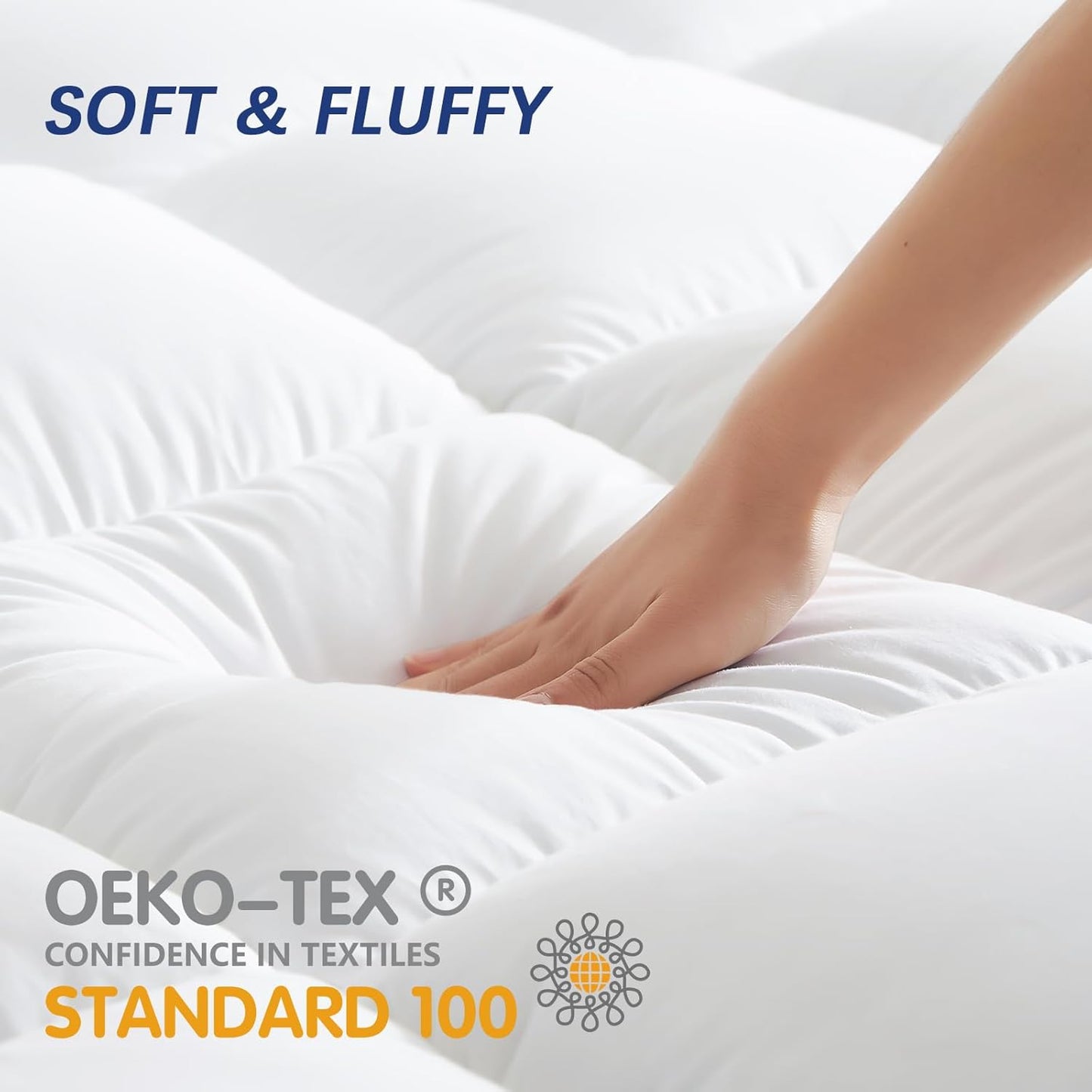 Dluxe Ave. ( QUEEN ) Mattress Topper Extra Thick Pillow Top, measures 60×80×18 inches White