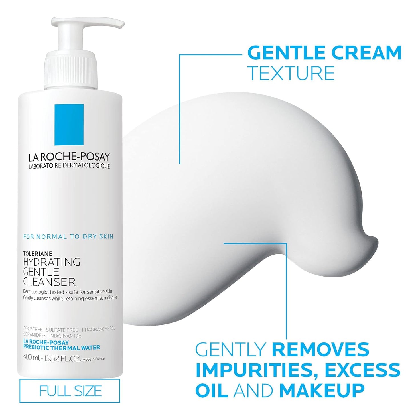 Dluxe Ave. La Roche-Posay Toleraine Skin Care Set Double Repair Face Moisturizer 40ml & Hydrating Gentle Cleanser 400ml Oil Free Moisturizer & Face Wash Formulated with Niacinamide