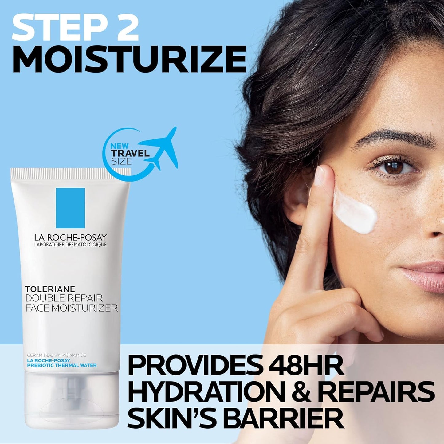Dluxe Ave. La Roche-Posay Toleraine Skin Care Set Double Repair Face Moisturizer 40ml & Hydrating Gentle Cleanser 400ml Oil Free Moisturizer & Face Wash Formulated with Niacinamide