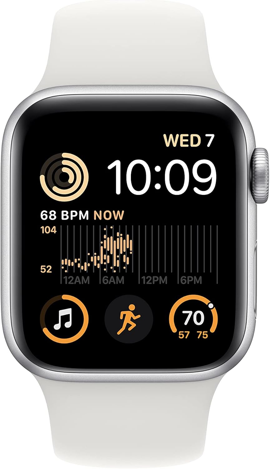 Dluxe Ave. Apple Watch SE (2nd Gen) (GPS 40mm) - Silver Aluminum Case with White Sport Band M/L (Renewed)