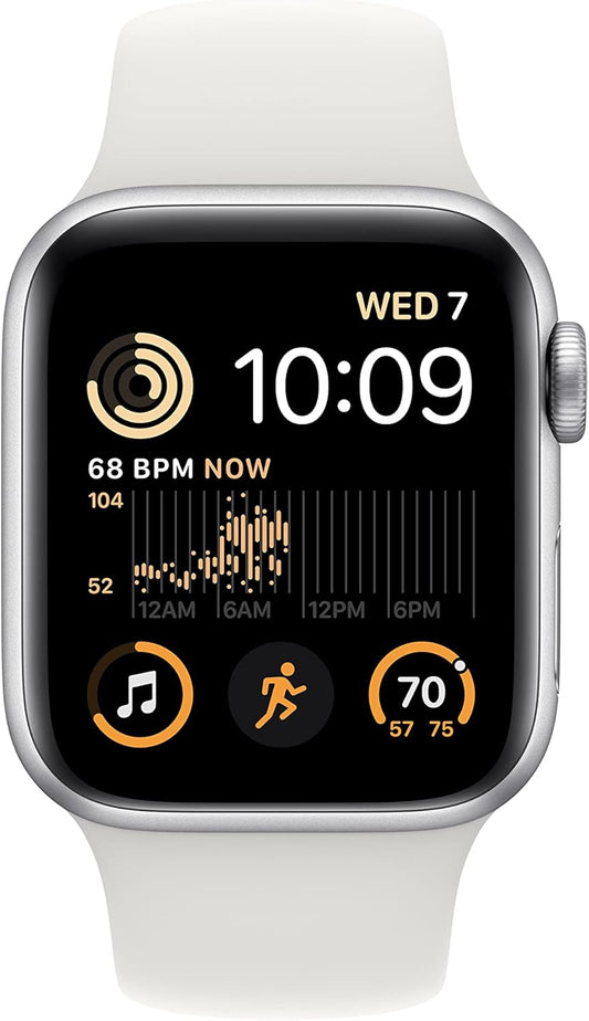 Dluxe Ave. Apple Watch SE (2nd Gen) (GPS 40mm) - Silver Aluminum Case with White Sport Band M/L (Renewed)