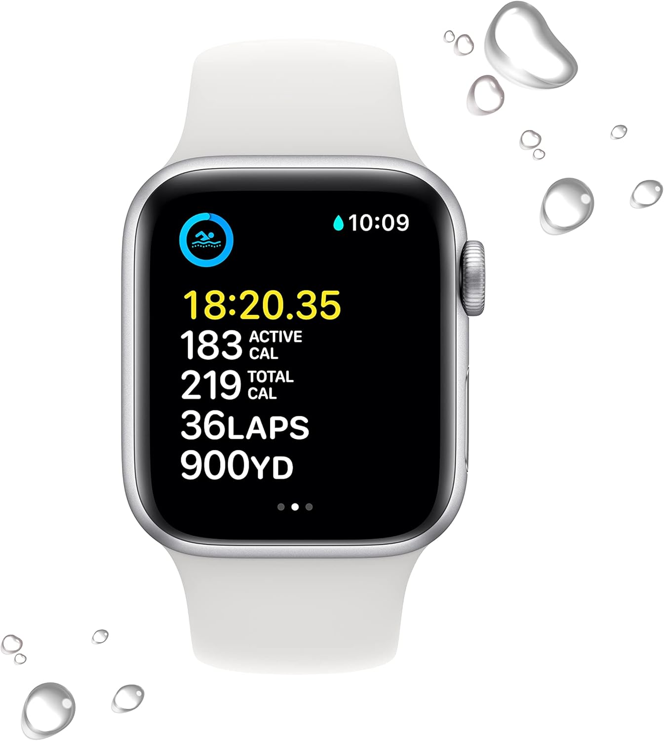 Dluxe Ave. Apple Watch SE (2nd Gen) (GPS 40mm) - Silver Aluminum Case with White Sport Band M/L (Renewed)