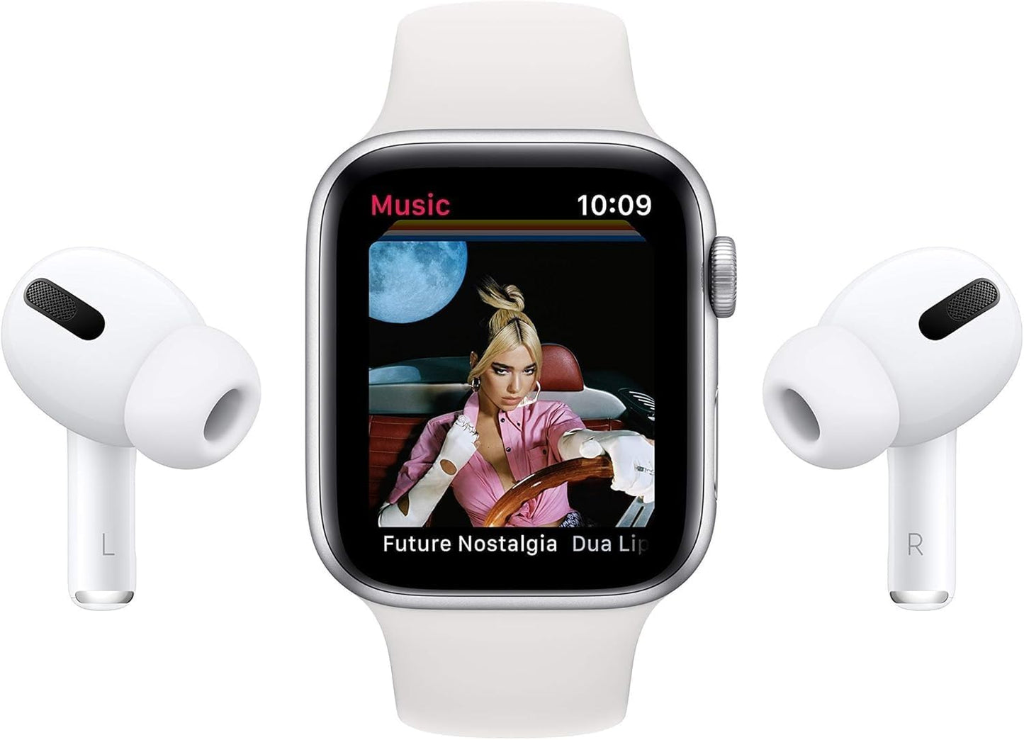 Dluxe Ave. Apple Watch SE (2nd Gen) (GPS 44mm) - Silver Aluminum Case with White Sport Band S/M (Renewed)