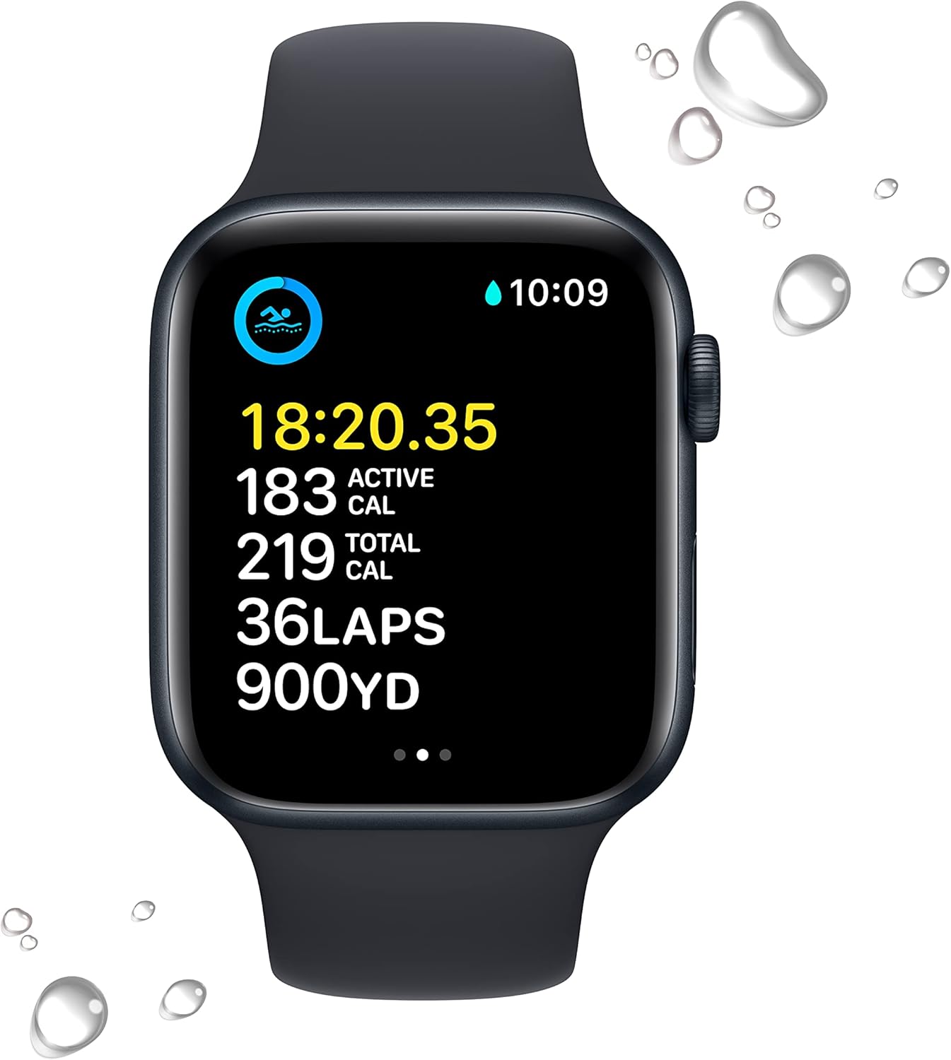 Dluxe Ave. Apple Watch SE (2nd Gen) (GPS + Cellular 44mm) - Midnight Aluminum Case with Midnight Sport Band S/M (Renewed)