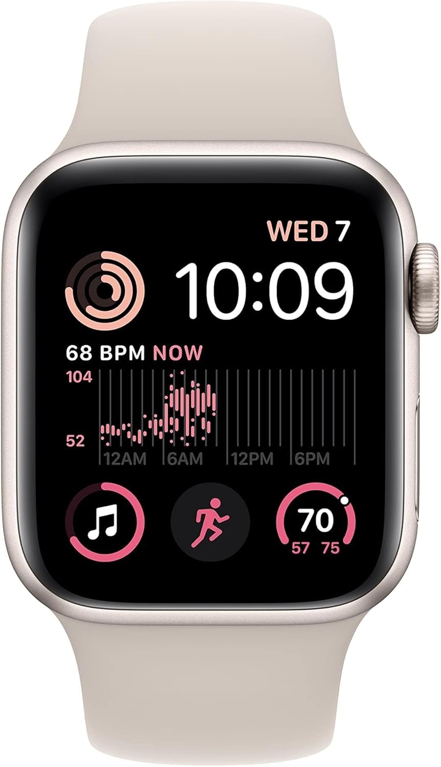 Dluxe Ave. Apple Watch SE (2nd Gen) (GPS + Cellular 40mm) - Starlight Aluminum Case with Starlight Sport Band M/L (Renewed)