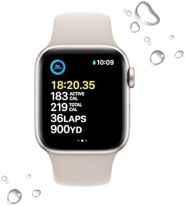 Dluxe Ave. Apple Watch SE (2nd Gen) (GPS + Cellular 40mm) - Starlight Aluminum Case with Starlight Sport Band M/L (Renewed)