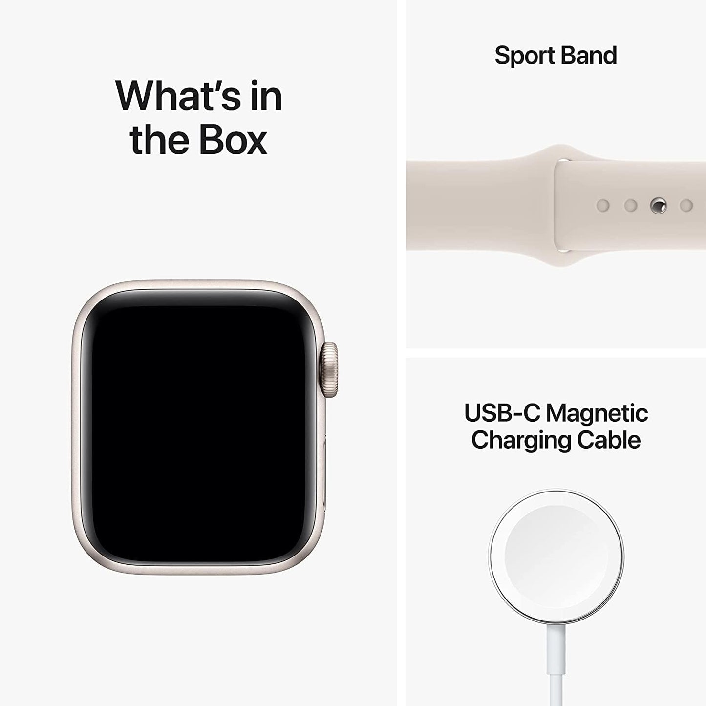 Dluxe Ave. Apple Watch SE (2nd Gen) (GPS + Cellular 44mm) - Starlight Aluminum Case with Starlight Sport Band M/L (Renewed)