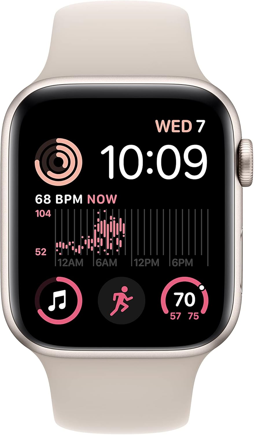 Dluxe Ave. Apple Watch SE (2nd Gen) (GPS + Cellular 44mm) - Starlight Aluminum Case with Starlight Sport Band S/M (Renewed)