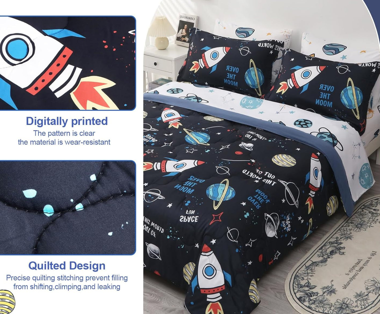Dluxe Ave. ( TWIN ) 7 Pcs Comforter and Bedding Set