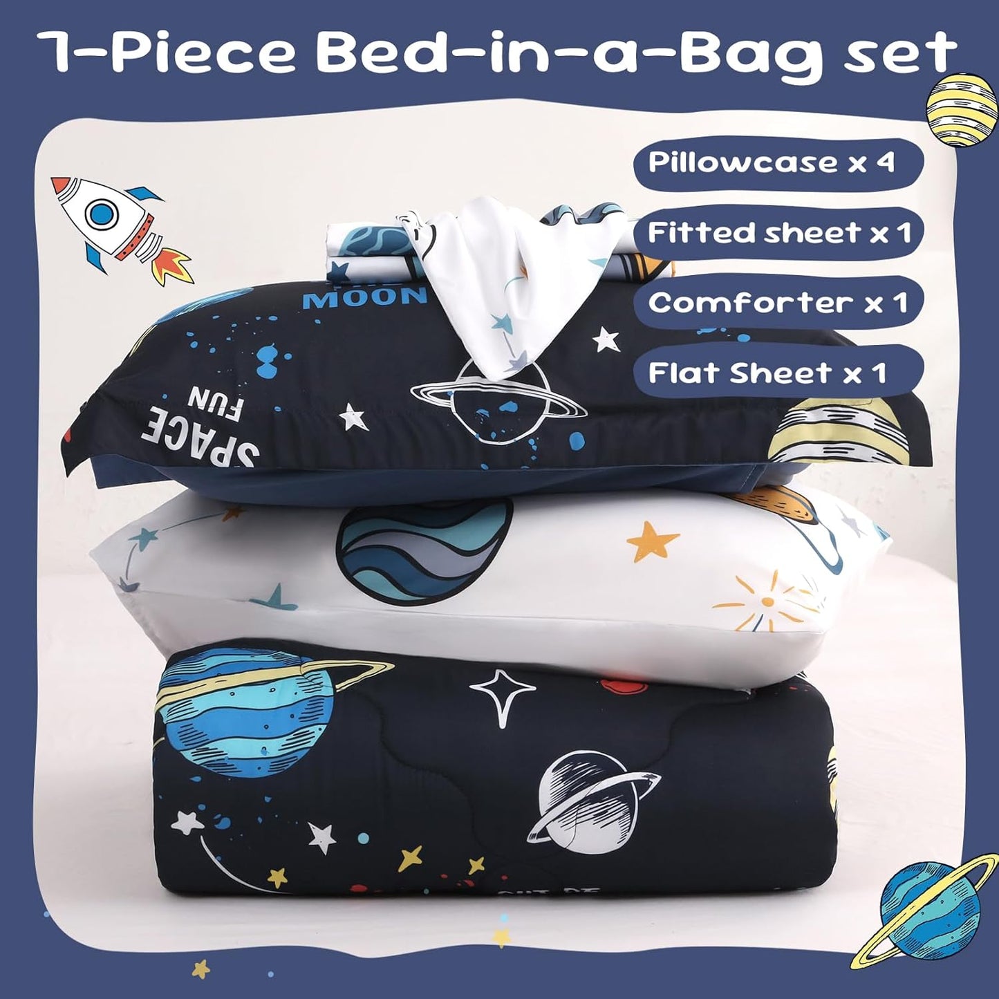 Dluxe Ave. ( TWIN ) 7 Pcs Comforter and Bedding Set