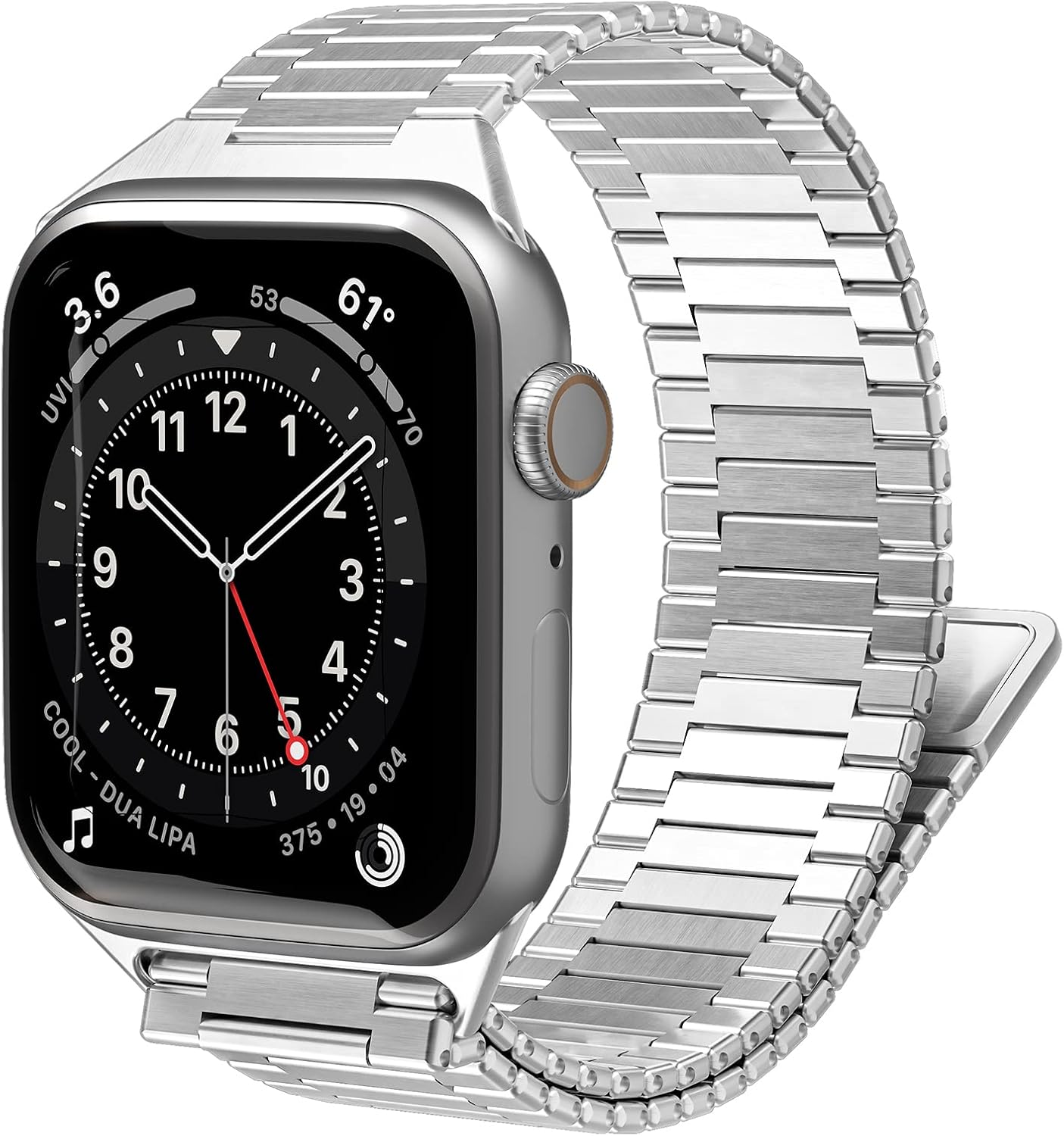 Dluxe Ave. Metal Stainless Steel Magnetic Band Compatible for Apple Watch Bands 38mm 40mm 41mm 42mm 44mm 45mm 49mm Adjustable Business Stainless Steel Metal Band for iWatch Series Ultra 8 7 6 5 4 3 2 1 SE (Silver 42/44/45/49mm)