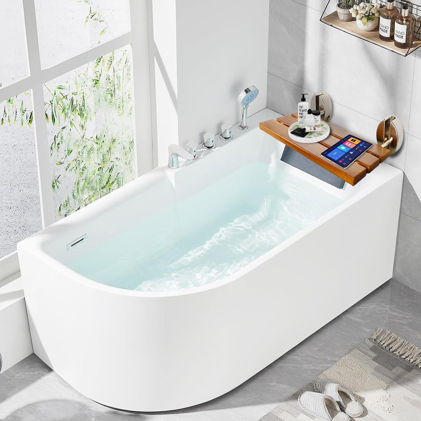 Dluxe Ave. 20" Folding Teak Shower Seat Wall Mounted Foldable