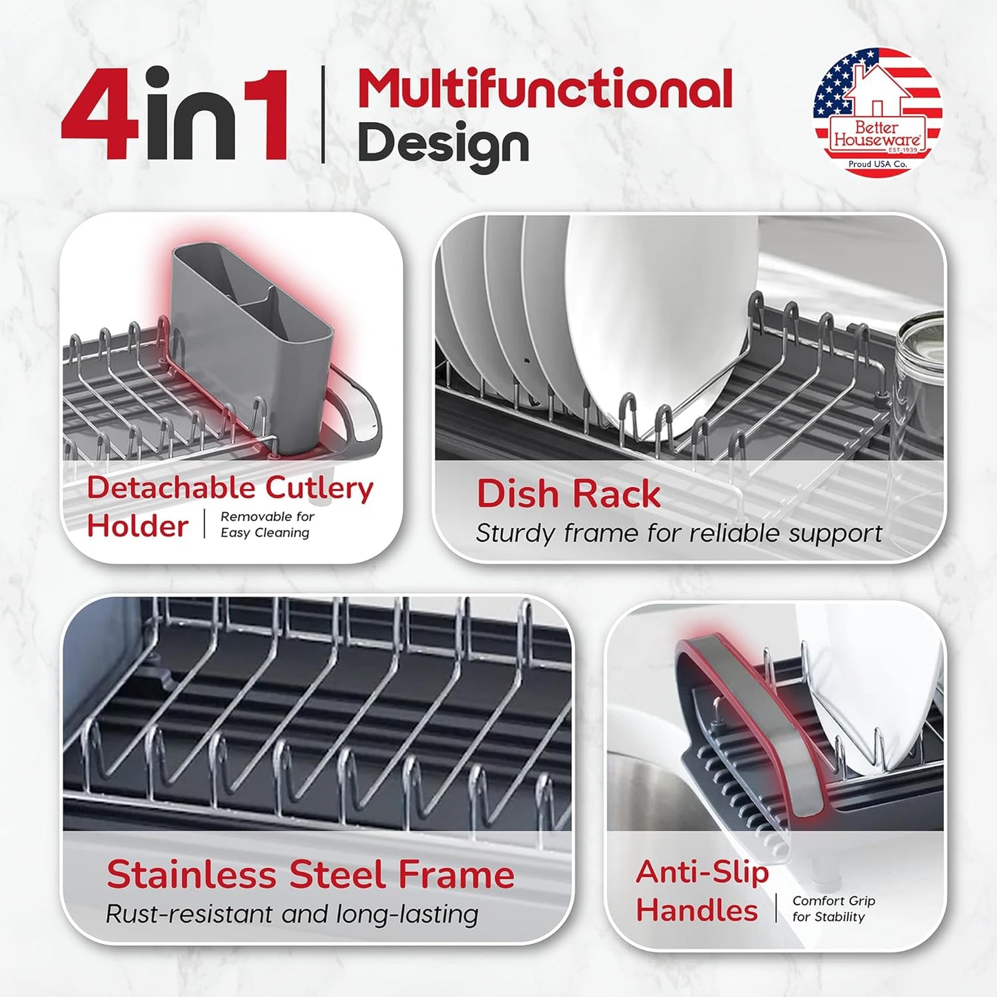 Dluxe Ave. Expandable Dish Drying Rack for Kitchen Counter/Silver