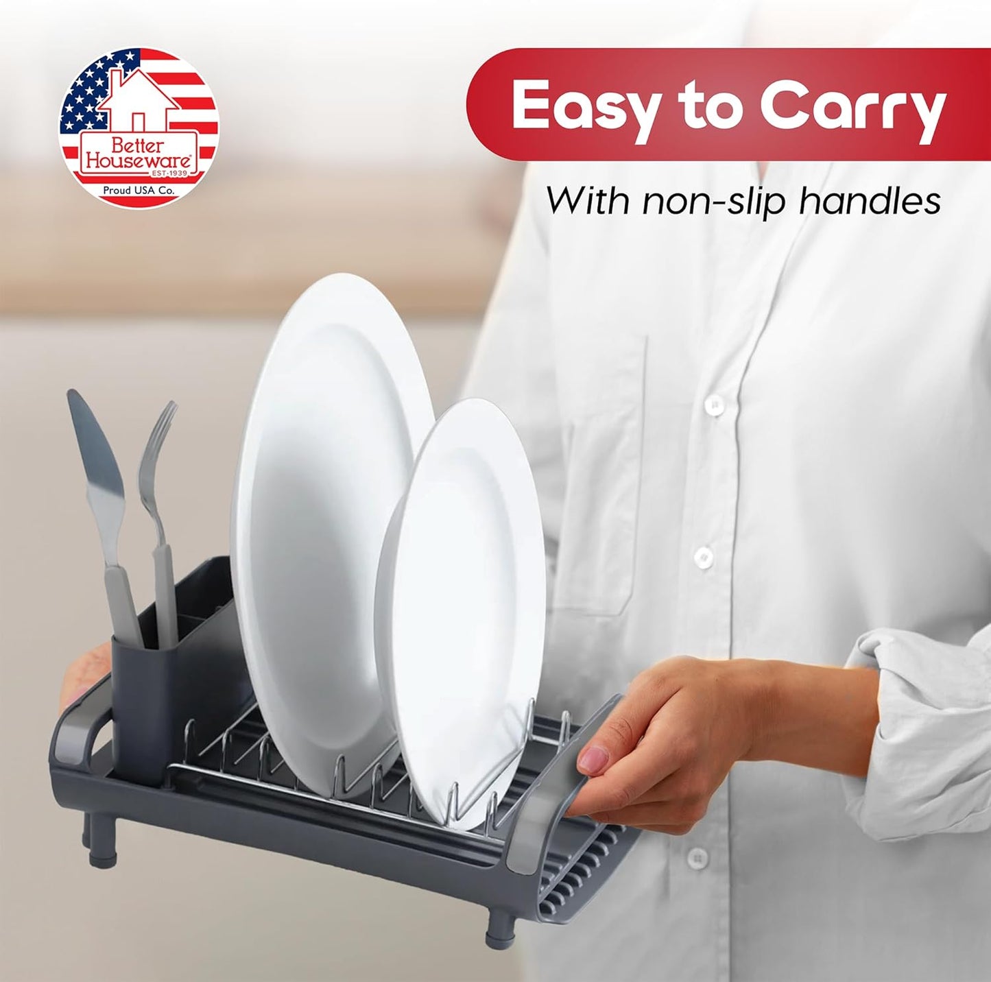 Dluxe Ave. Expandable Dish Drying Rack for Kitchen Counter/Silver