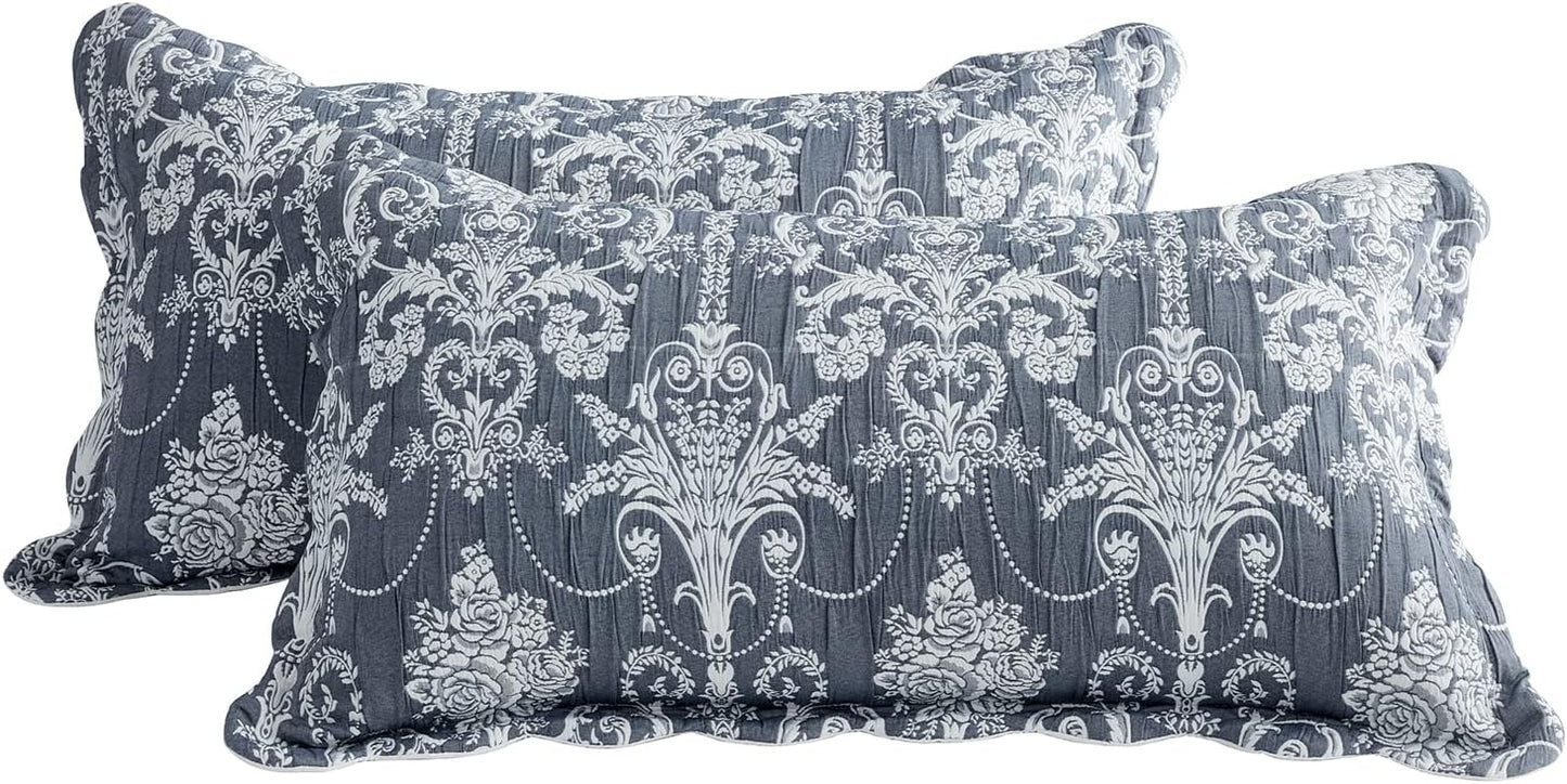 Dluxe Ave. ( KING ) 5 Pcs Oversized Bedspread 138X122 Extra Wide, California/Alaskan Blue