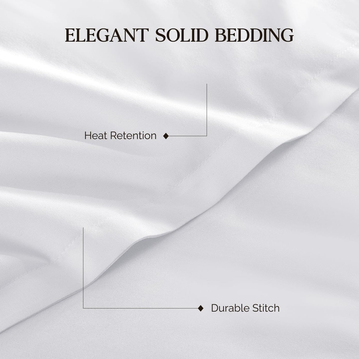 Dluxe Ave. ( QUEEN ) 3 Pcs Solid Bedding Comforter for All Season/ White