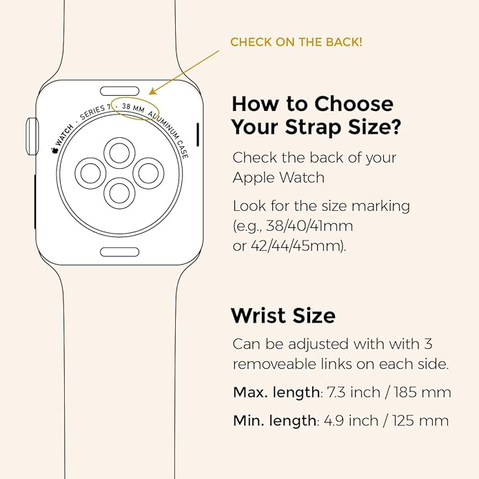 Dluxe Ave. My Pretty Strap Classic Vogue Band Compatible with Apple WATCH SE Series 9 8 7 6 5 4 3 2 1 42MM / 44MM / 45MM / 49MM Stainless Steel Metal Gold for Women