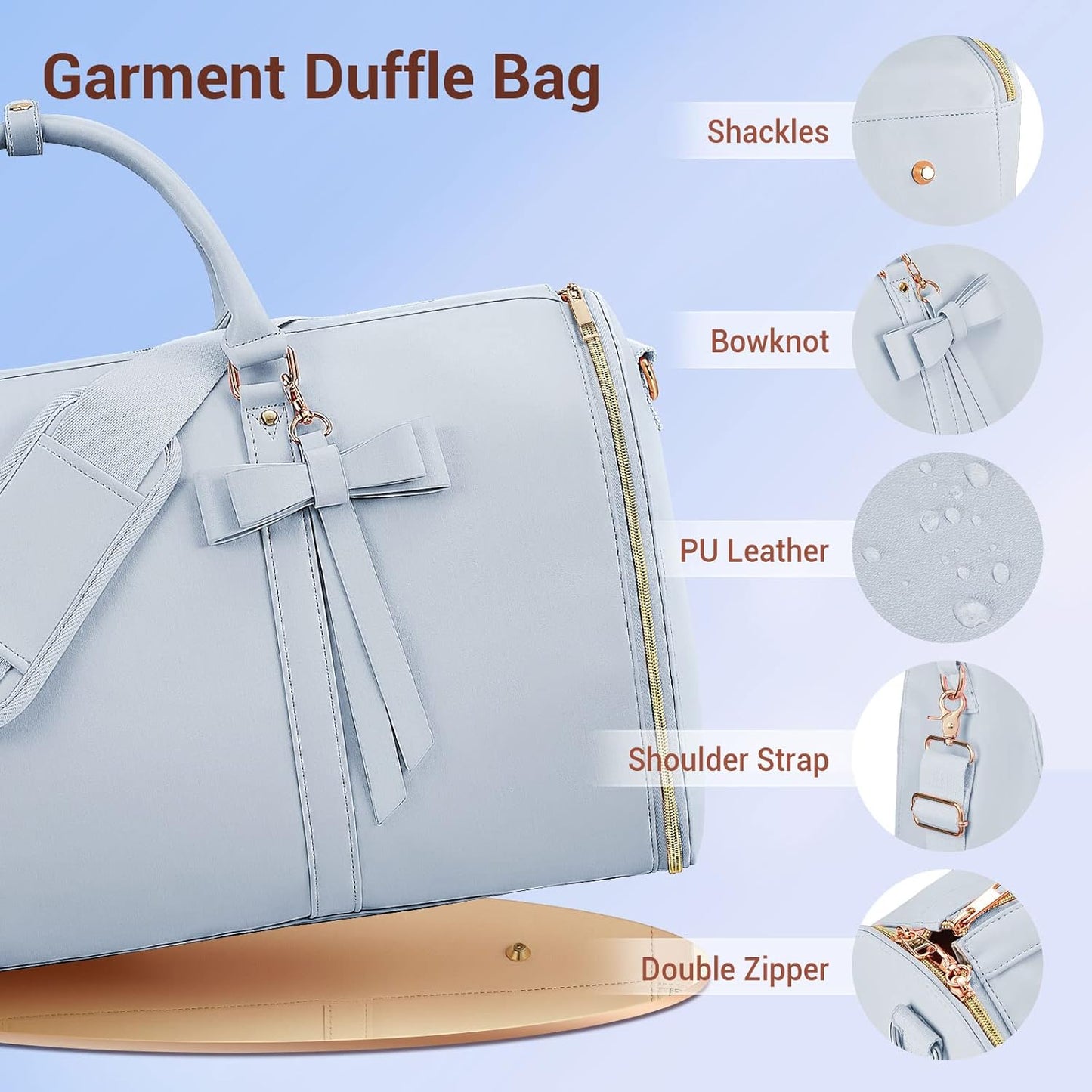 Dluxe Ave. Convertible Suit Travel Bag/ Carry On with Toiletry Pocket/ 2 in 1 Foldable/ Blue