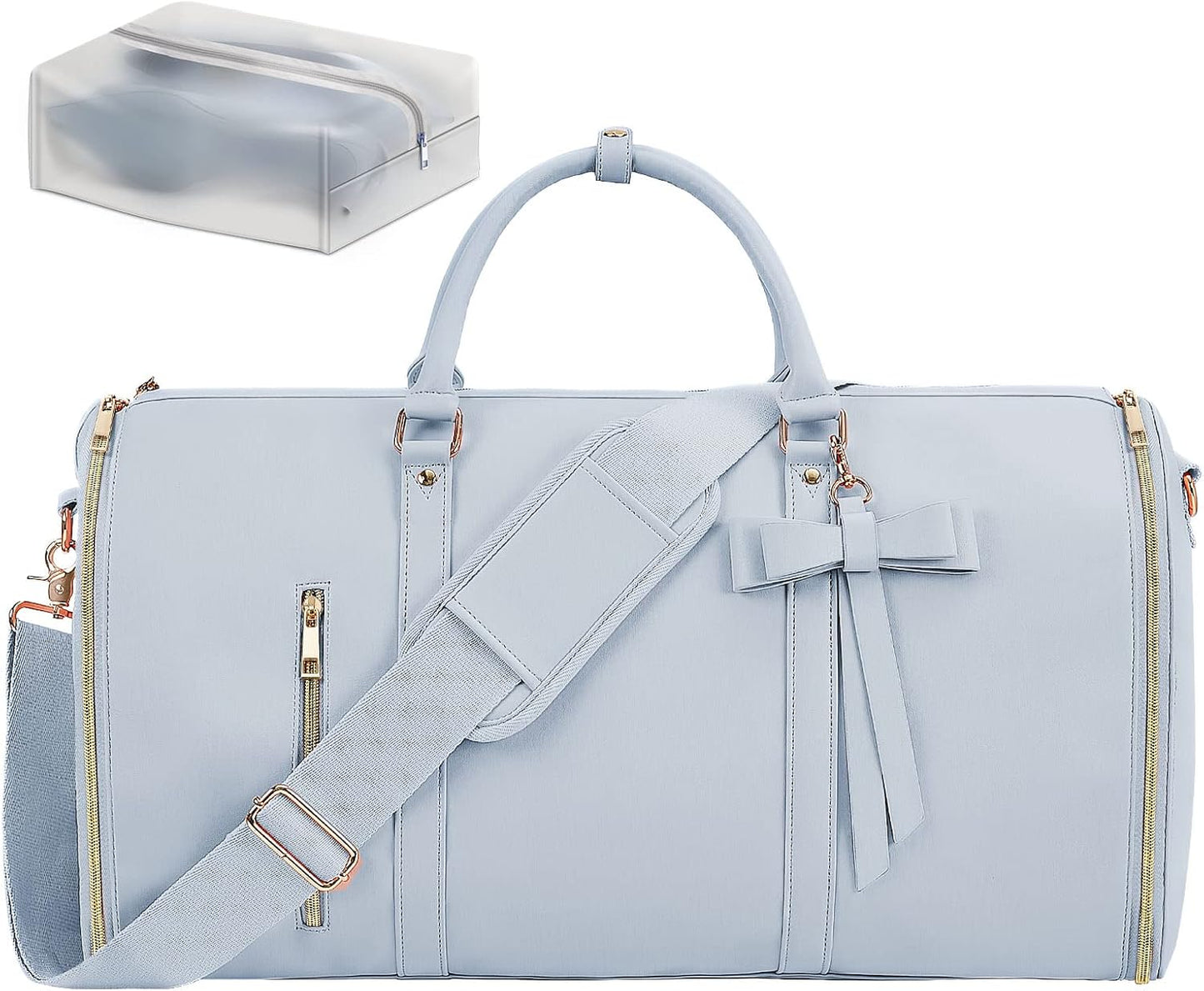 Dluxe Ave. Convertible Suit Travel Bag/ Carry On with Toiletry Pocket/ 2 in 1 Foldable/ Blue
