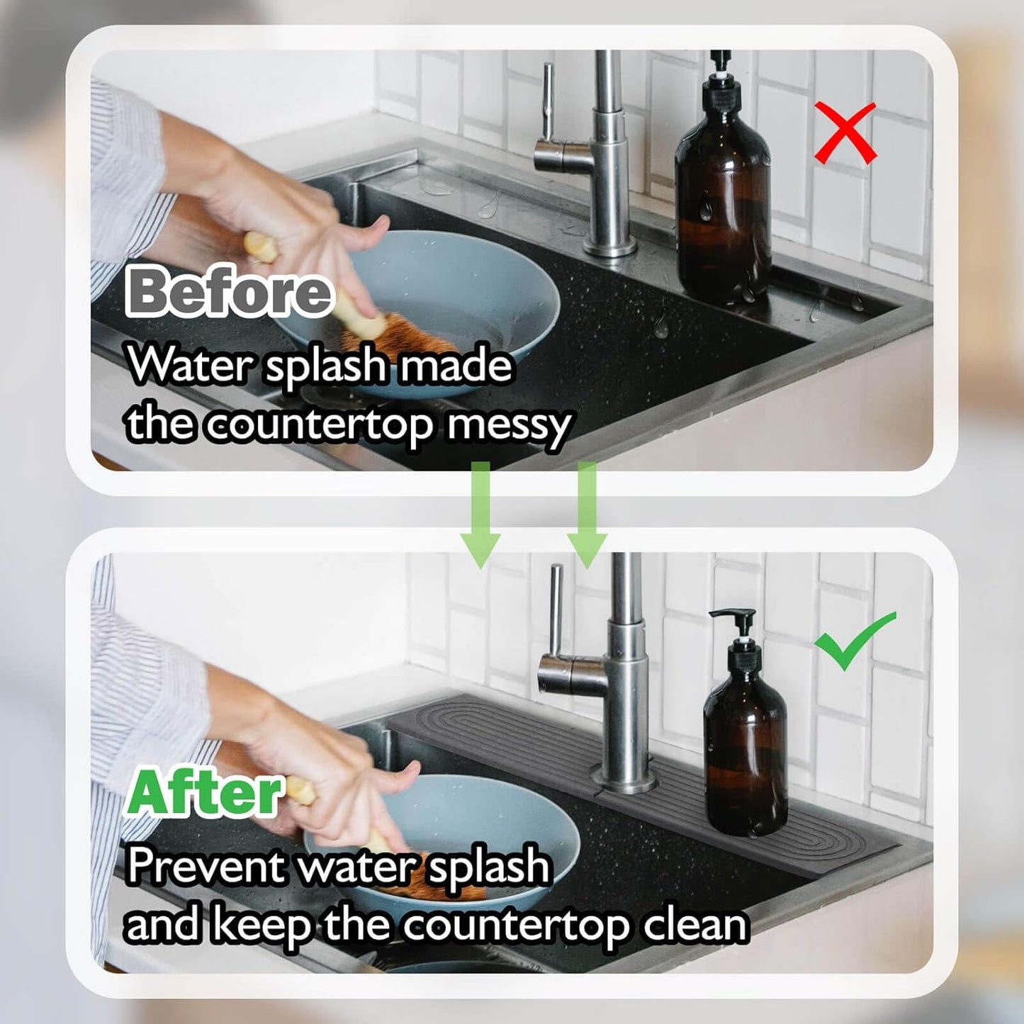 Dluxe Ave. Kitchen Sink Splash Guard/ Mat 18' X 4'