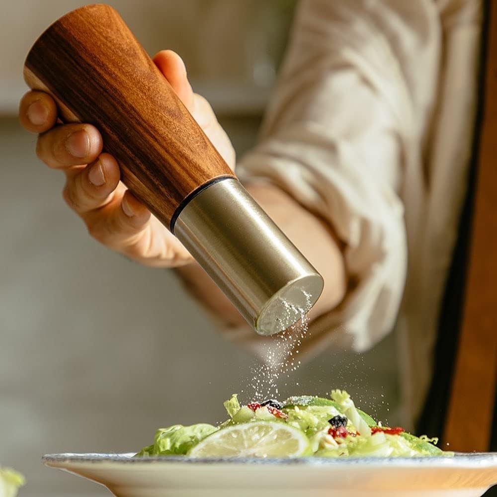 Dluxe Ave. KOCHIRAKOSO Gold Salt Shaker and Pepper Grinder SetStainless Steel Manual Salt Shaker and Pepper Mill