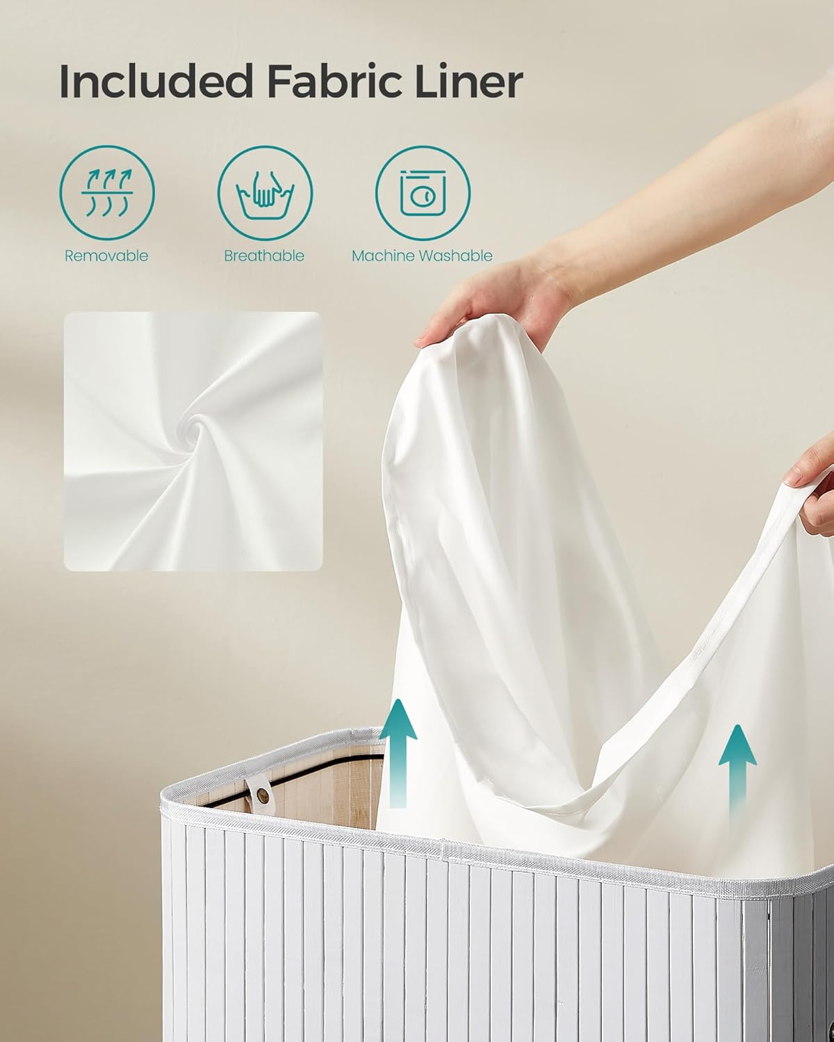 Dluxe Ave. SONGMICS Laundry Hamper with Lid Bamboo Laundry Basket Dove Gray ULCB063G01