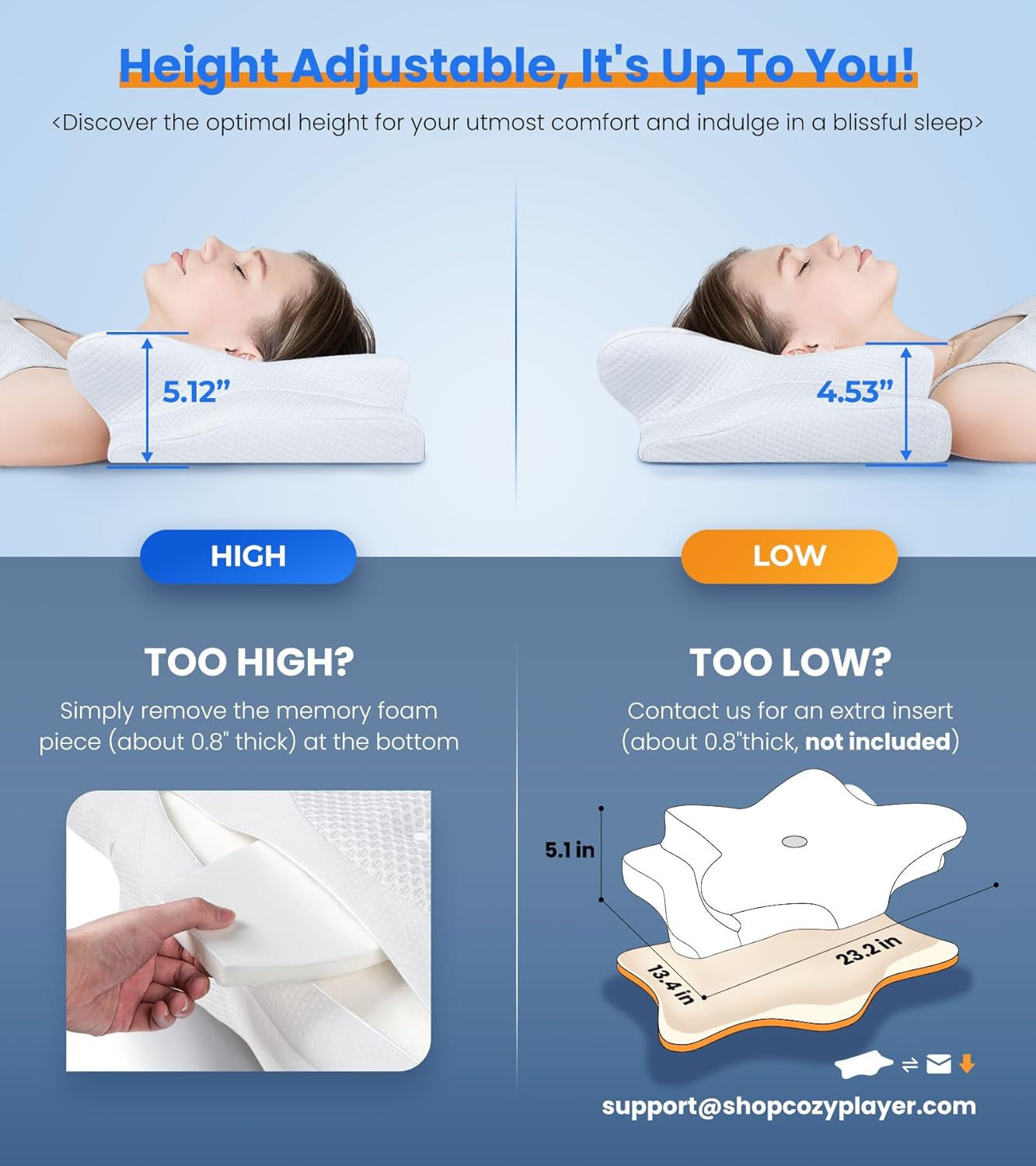 Dluxe Ave.  Pillow for Neck Support Cervical Pillow