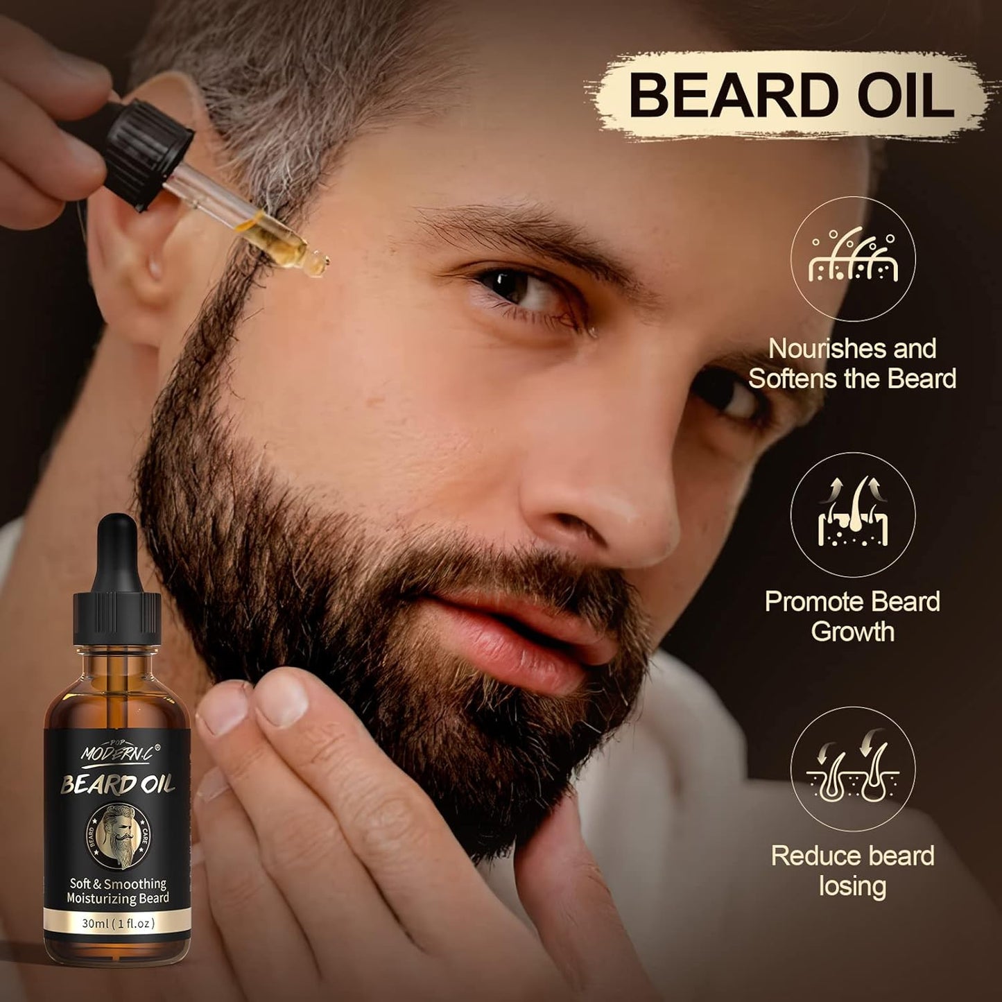 Dluxe Ave.  Beard Growth and Grooming Set - 6pcs  for Men