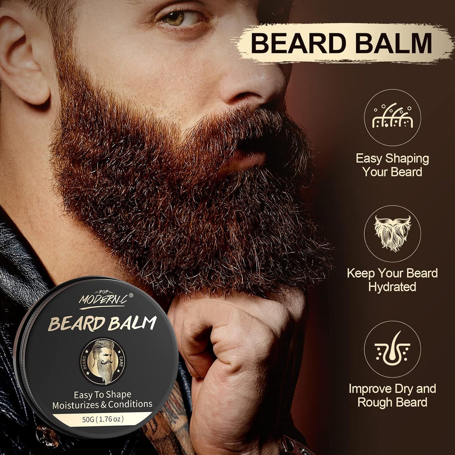 Dluxe Ave.  Beard Growth and Grooming Set - 6pcs  for Men