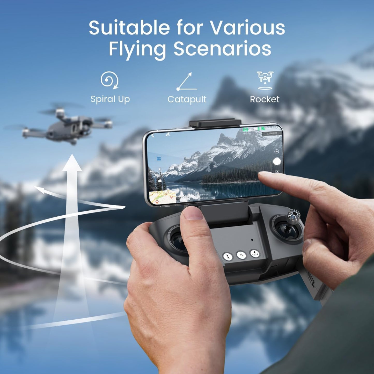 Dluxe Ave. Drones with Camera for Adults/ 4k HT50 Drone with Remote Control, Camera, GPS Quadcopter, Auto Return Follow Me Brushless
