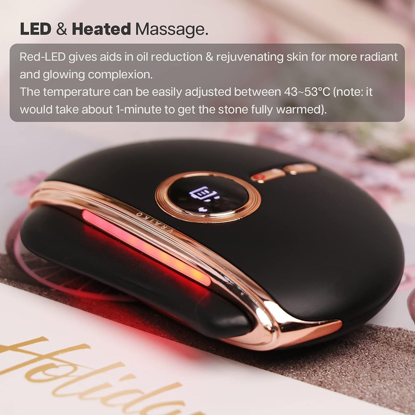 Dluxe Ave. VRAIKO Eclipse Gua Sha Facial Tools Face Sculpting Tool Electric Face Massager with 3-Level Heat & Vibration & 1000mAh Battery Anti-Aging Neck & Face Lift Wrinkle and Puffiness Reduction