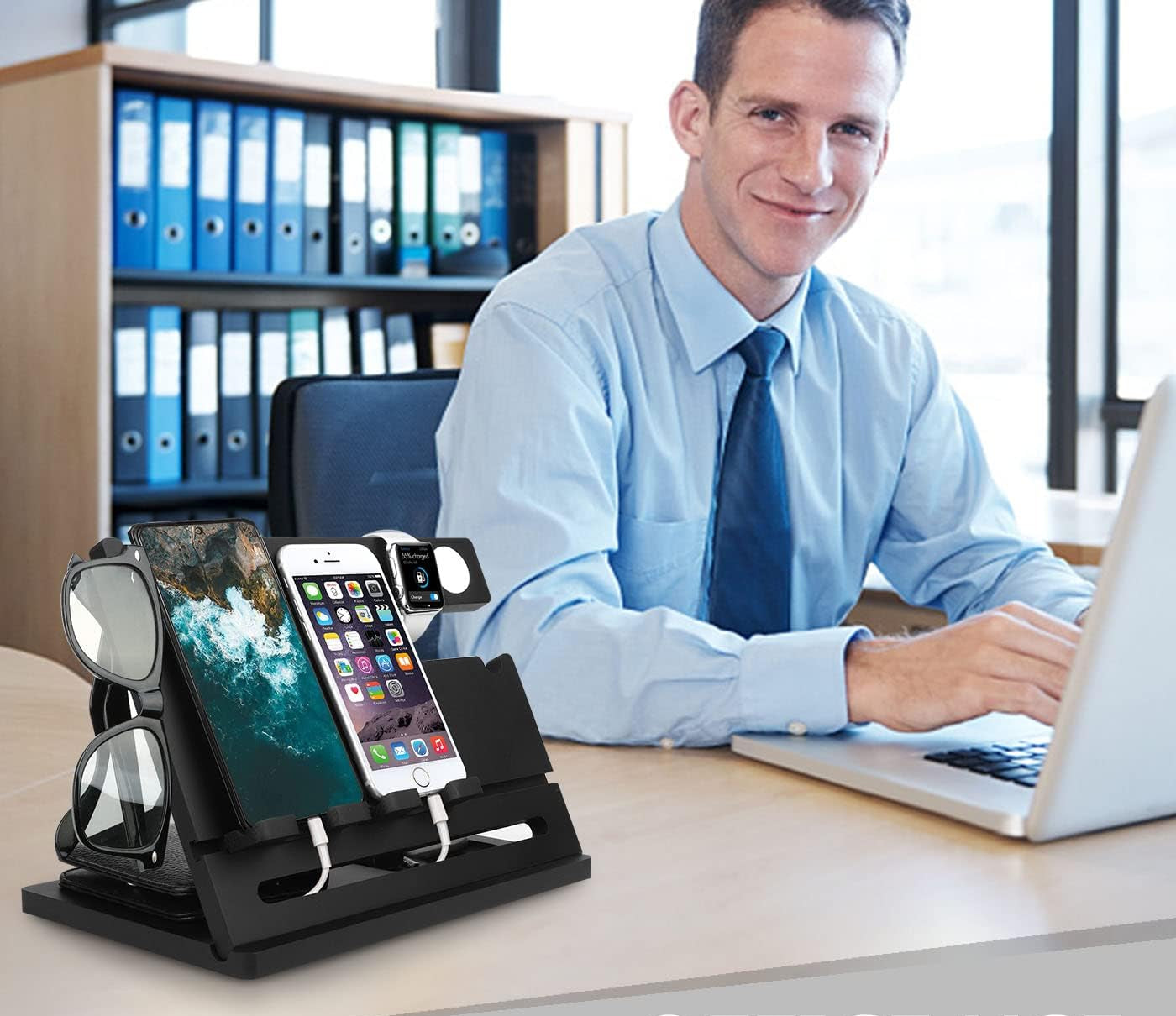 Dluxe Ave. Double Phone Docking Station/ Black