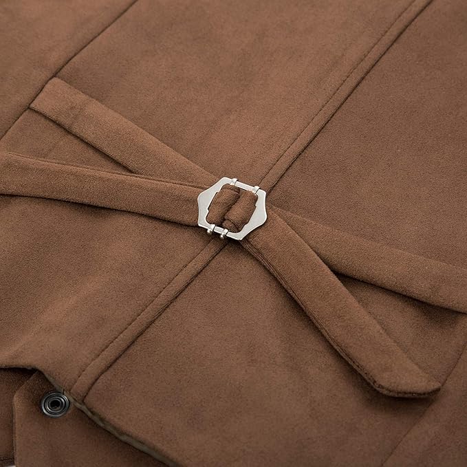Dluxe Ave. (MEDIUM) Mens Suede Leather Suit Vest/ Casual Western Vest/ Brown