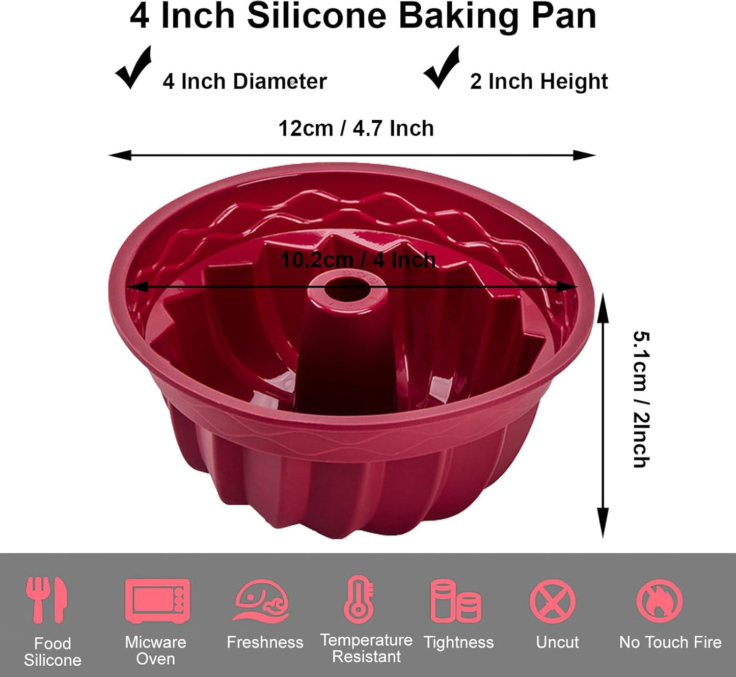 Dluxe Ave. 4 Inch Silicone Mini Bundt Cake Pan Set