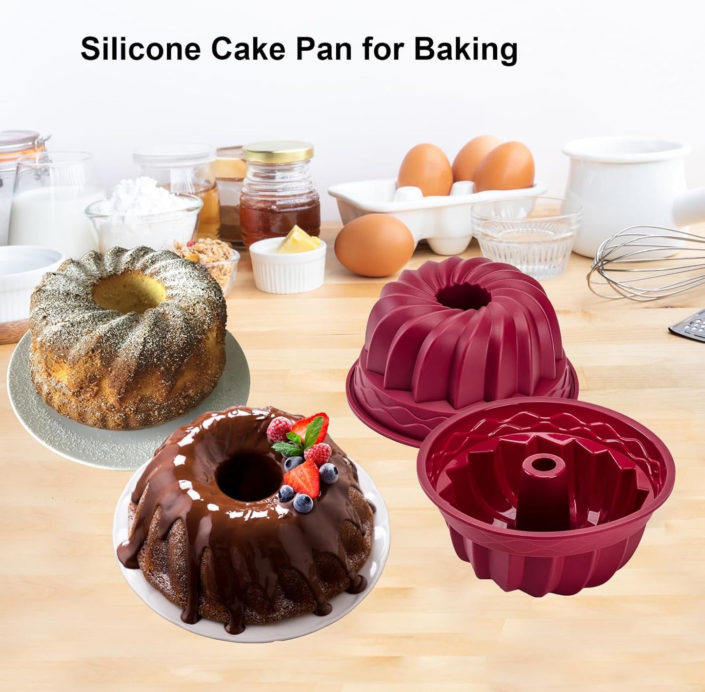 Dluxe Ave. 4 Inch Silicone Mini Bundt Cake Pan Set